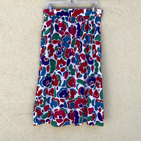 Vintage New Old Stock Mod Print Midi Skirt 14 Lloyd Williams I. Magnin - Picture 1 of 10